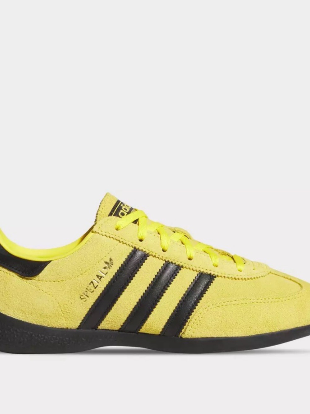 adidas Yellow Suede Women’s Athletic Sneakers with Black Stripes